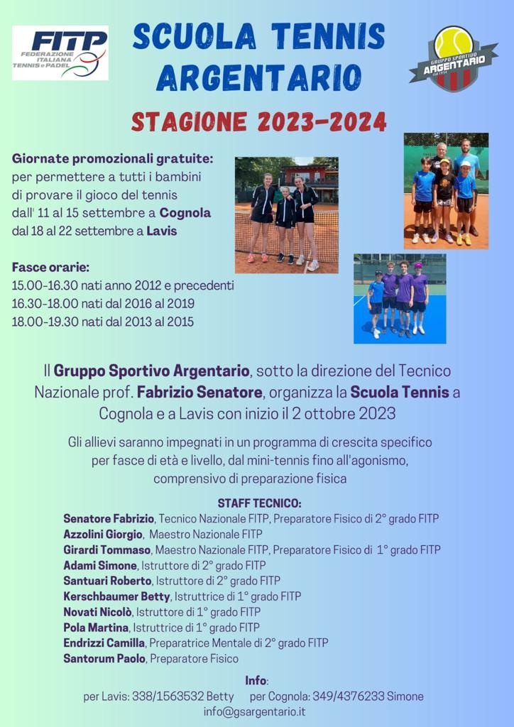 locandina scuola tennis 2023 2024